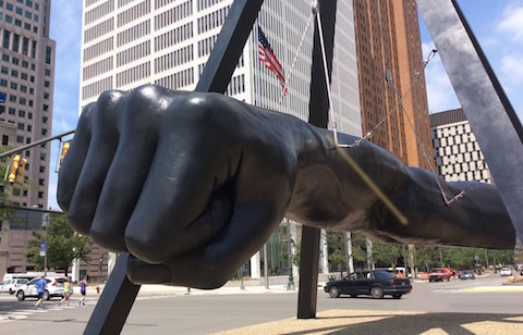 Monument to Joe Louis in Detroit, Photo by Diane DeCillis